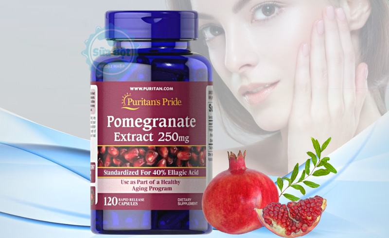 Viên uống Puritan’s Pride Pomegranate Extract 250mg với thành phần tinh chất lựu hỗ trợ làm đẹp da