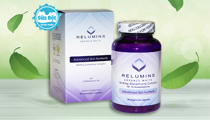 Relumins chứa các chất làm trắng da, chống oxy hóa, giúp da trắng sáng, hồng hào từ sâu bên trong
