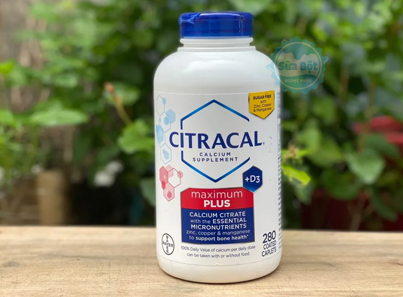 Viên uống bổ sung canxi Citracal Maximum Plus Calcium Citrate + D3 được nhập khẩu từ Mỹ hộp 280 viên