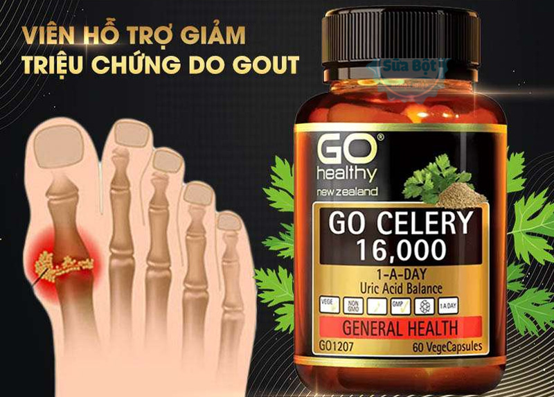 Viên uống Go Healthy Go Celery 16000 New Zealand hỗ trợ phòng ngừa, điều trị gout, giảm đau thấp khớp