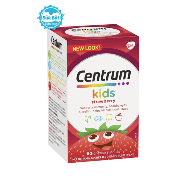 Vitamin tổng hợp Centrum Kids Strawberry Úc 60 viên cho bé từ 3 tuổi
