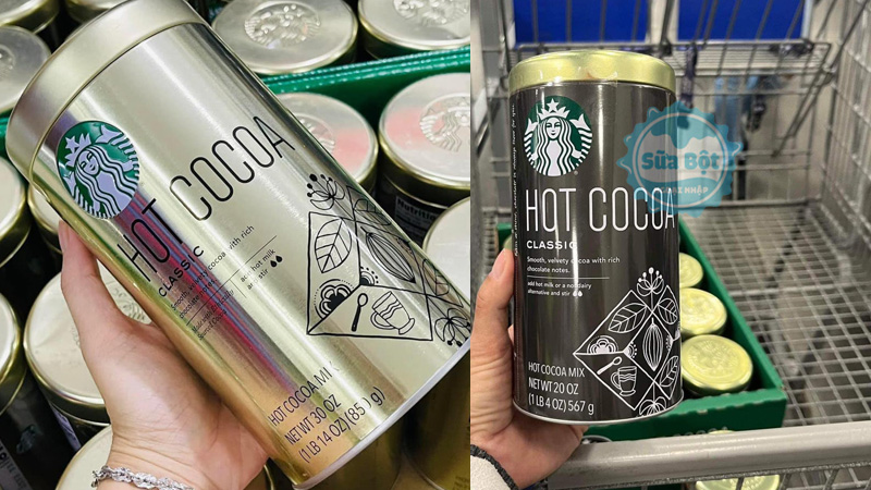 Bột cacao Starbucks Hot Cocoa Classic được sản xuất tại Mỹ với bột cacao mịn màng, đậm vị