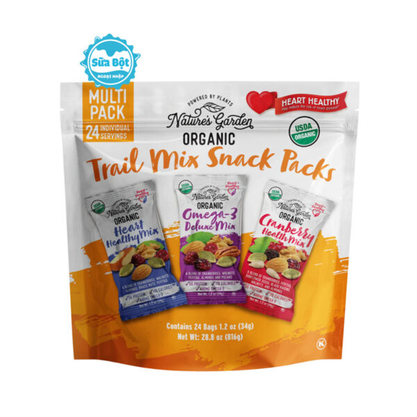 Hạt tổng hợp Nature’s Garden Organic Trail Mix Snack Packs Mỹ 816g 24 gói