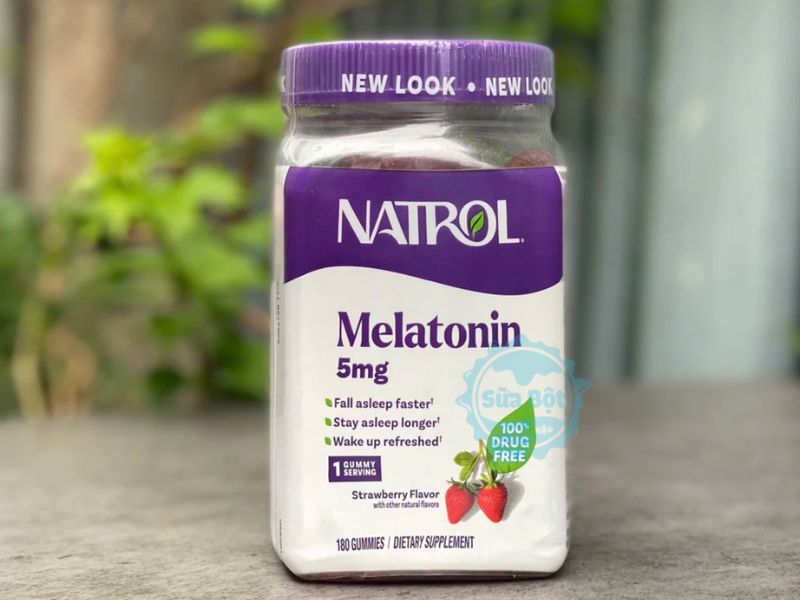 Kẹo dẻo ngủ ngon Natrol Gummies Melatonin 5mg xuất xứ từ Mỹ hộp 180 viên