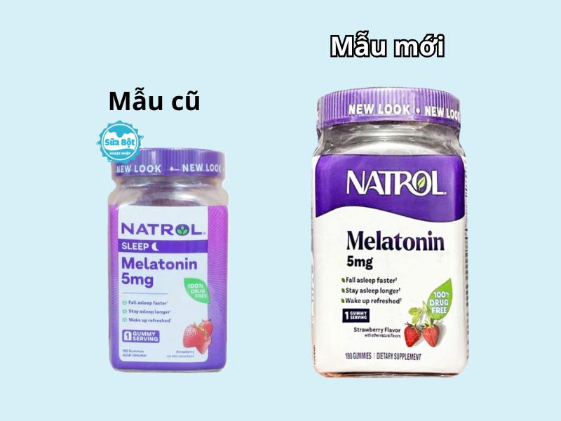 Kẹo dẻo ngủ ngon Natrol Gummies Melatonin 5mg mẫu cũ và mẫu mới