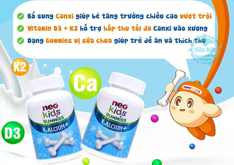 Kẹo Gummies Canxi Neo Kids phù hợp cho bé từ 3 tuổi trở lên sử dụng