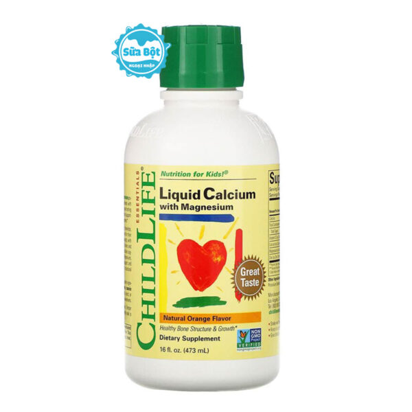 Siro ChildLife Liquid Calcium With Magnesium vị cam cho bé Mỹ 473ml