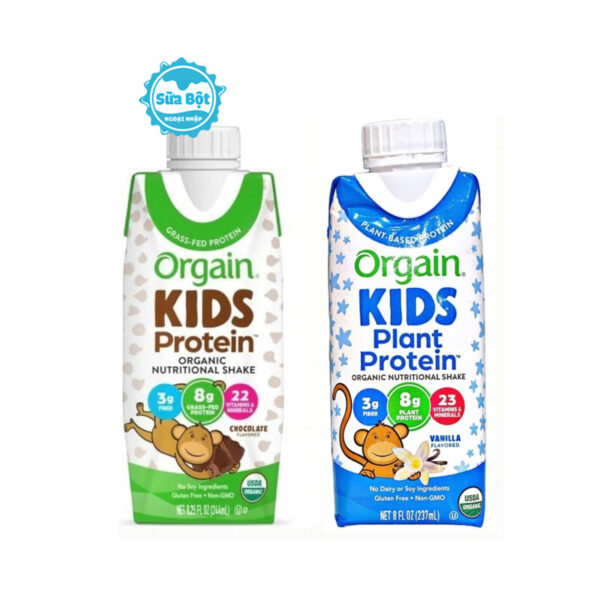 Thùng sữa nước Protein hữu cơ Orgain Kids Protein của Mỹ (244ml x 12 hộp)