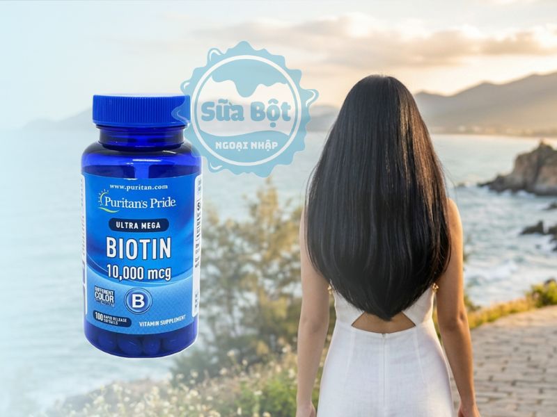 Viên uống Puritan's Pride Ultra Mega Biotin 10000 mcg hỗ trợ mọc tóc xuất xứ từ Mỹ