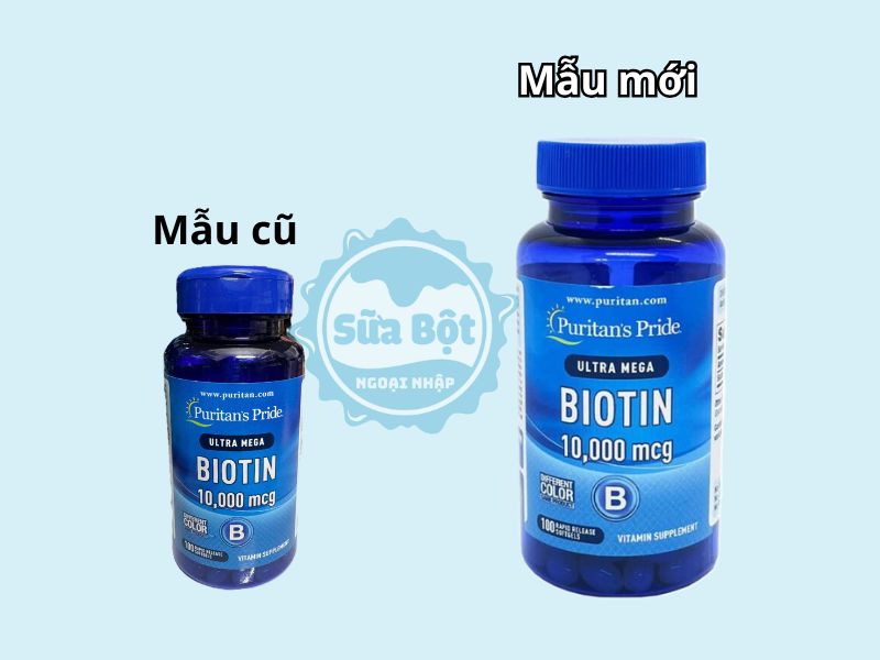 Viên uống Puritan's Pride Ultra Mega Biotin 10000 mcg mẫu cũ và mẫu mới
