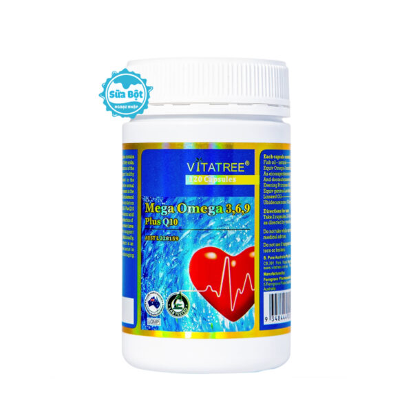 Viên uống Vitatree Mega Omega 3,6,9 Plus Q10 của Úc 120 viên