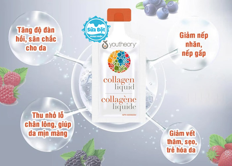 Collagen nước Youtheory Collagen Liquid thiết kế dạng túi gọn nhẹ, sử dụng dễ dàng