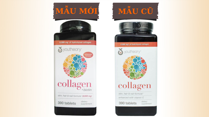 Viên uống Collagen Youtheory mẫu mới có sự thay đổi về bao bì và thành phần