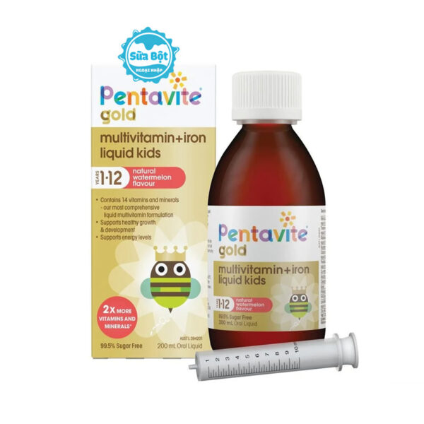 Siro Pentavite Gold Multivitamin + Iron Kids Liquid Úc 200ml cho bé từ 1 - 12 tuổi