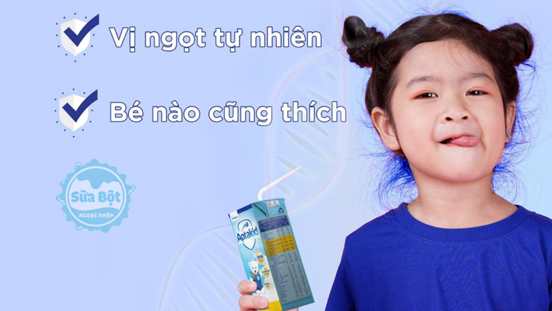 Sữa Aptakid pha sẵn có hương vị tự nhiên mà bé nào cũng thích