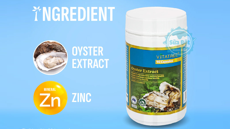 Tinh chất hàu Vitatree Oyster Extract chứa chiết xuất hàu, kẽm