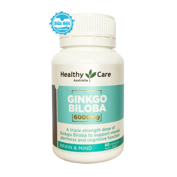 Viên uống Ginkgo Biloba 6000mg Healthy Care hỗ trợ bổ não Úc 60 viên