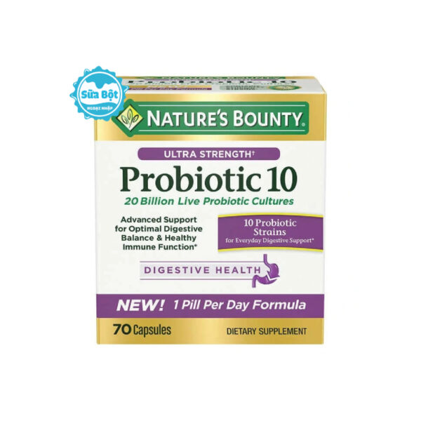 Viên uống Nature's Bounty Ultra Strength Probiotic 10 hỗ trợ tiêu hóa và đường ruột của Mỹ 70 viên