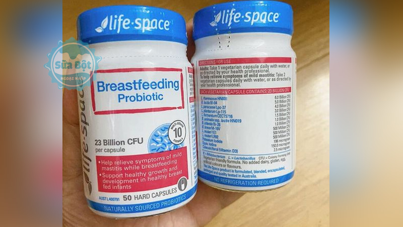 Men vi sinh Life Space Breastfeeding Probiotic dùng 1 viên với nước mỗi ngày