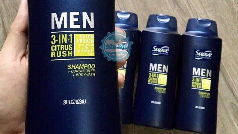 Dầu tắm gội xả Suave Men 3 in 1 mua chính hãng ở Sữa Bột Ngoại Nhập