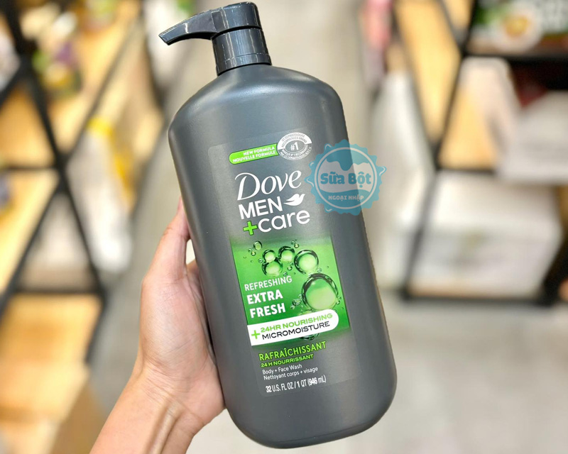 Sữa tắm Dove Men+Care Extra Fresh Body and Face Wash dành cho nam giới, dùng rửa mặt và tắm tiện lợi