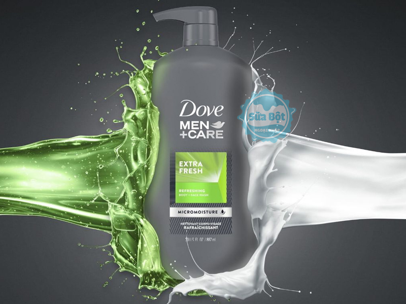 Sữa tắm Dove Men+Care Extra Fresh Body and Face Wash dành cho nam giới, dùng rửa mặt và tắm tiện lợi