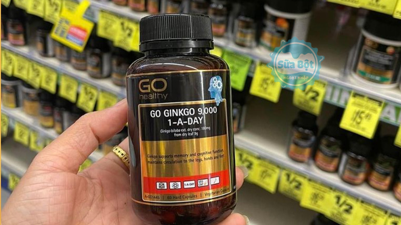 Viên uống Go Healthy Go Ginkgo 9000 hộp 60 viên giúp tăng cường trí nhớ, chức năng não 