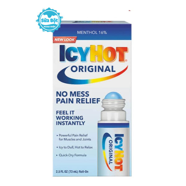 Dầu nóng dạng lăn Icy Hot Original No Mess Pain Relief Roll On Mỹ 73ml