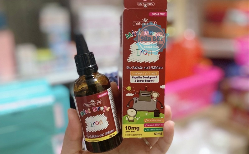 Sắt Natures Aid Mini Drops Iron dạng giọt của Anh cho bé từ 3 tháng tuổi cho đến 5 tuổi