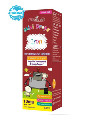 Sắt Natures Aid Mini Drops Iron dạng giọt của Anh cho bé từ 3 tháng tuổi