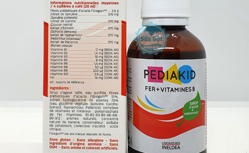 Siro Pediakid Fer Vitamines B và bảng thành phần chi tiết