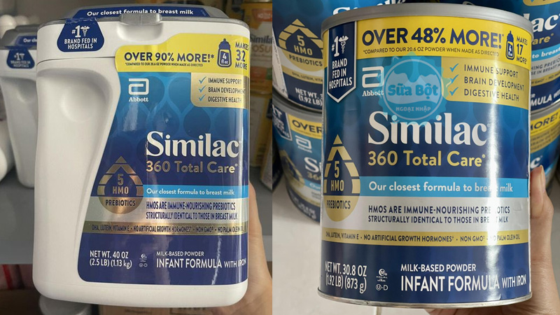 Sữa Similac 360 Total Care 5 HMO Prebiotics không hormone tăng trưởng nhân tạo, không gây biến đổi gen