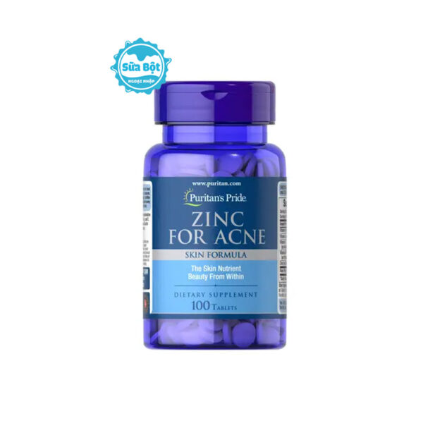 Viên kẽm ngừa mụn Puritan's Pride Zinc For Acne Mỹ 100 viên