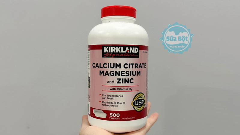 Viên uống Kirkland Calcium Citrate Magnesium and Zinc hộp 500 viên nén có xuất xứ từ Mỹ