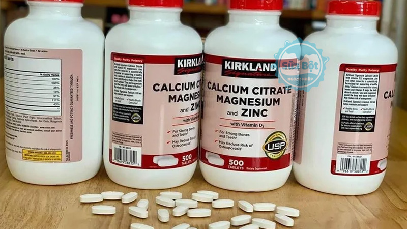 Viên uống Kirkland Calcium Citrate Magnesium and Zinc mỗi ngày sử dụng 2 viên