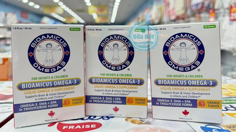 BioAmicus Omega-3 DHA+ EPA được xử lý không tanh, hương cam dễ uống với trẻ