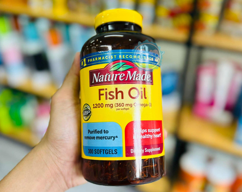 Dầu cá Nature Made Fish Oil 1200mg 360mg Omega 3 giúp tăng sức khỏe tim mạch, cải thiện thị lực