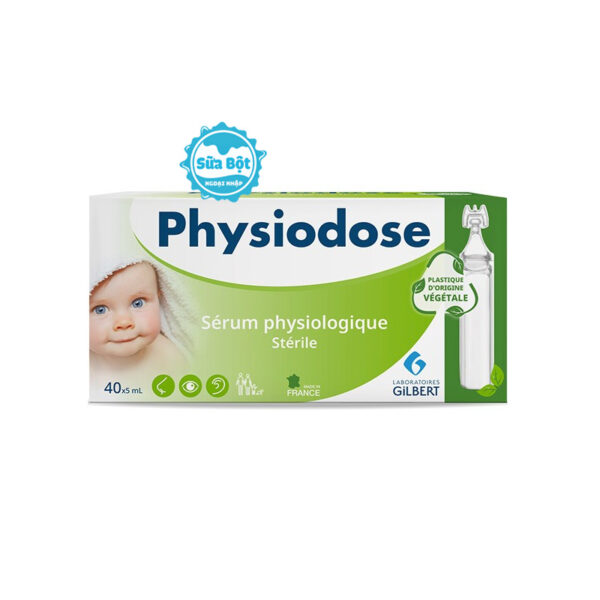 Nước muối sinh lý Physiodose Pháp xanh lá Organic hộp 40 ống