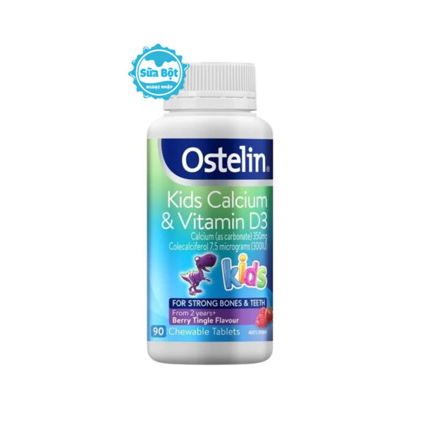 Viên nhai canxi Ostelin Kids Calcium & Vitamin D3 cho trẻ 2-13 tuổi Úc 90 viên