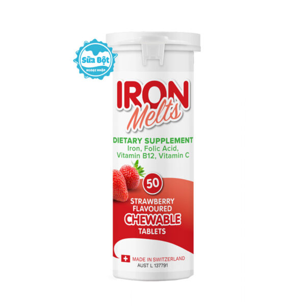 Viên sắt ngậm Iron Melts vị dâu của Úc 50 viên