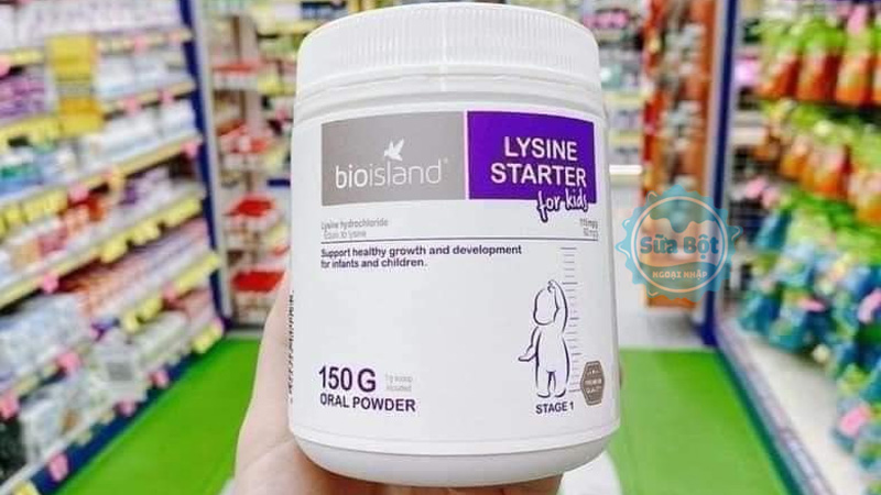 Bột Bio Island Lysine Starter hỗ trợ hấp thụ canxi, giúp trẻ phát triển chiều cao tốt hơn