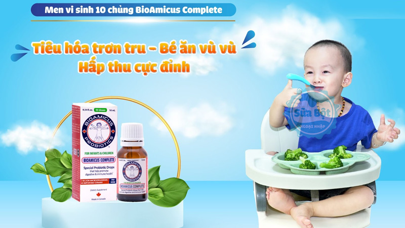 Men vi sinh BioAmicus Complete giúp cải thiện chứng biếng ăn ở trẻ