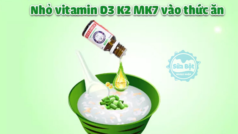 Vitamin Bioamicus D3K2 có thể thêm vào cháo, sữa, nước trái cây cho trẻ dùng