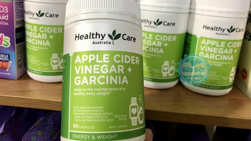 Viên uống giấm táo Healthy Care Apple Cider Vinegar + Garcinia mỗi ngày uống 3 lần, mỗi lần 1 viên