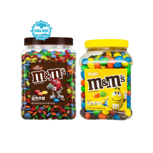 Kẹo socola M&M's nhân đậu phộng và không nhân của Mỹ hộp 1757.7g