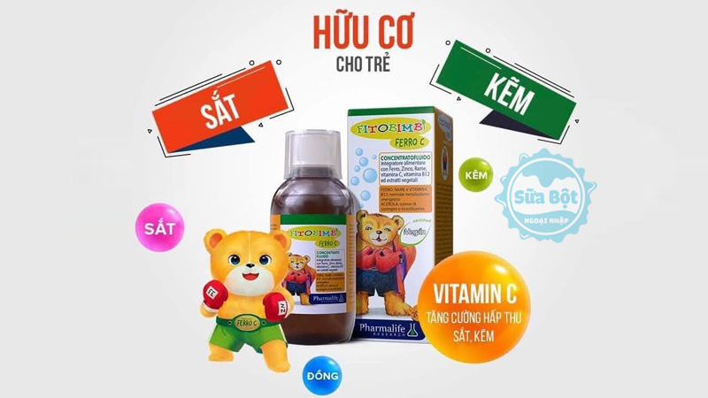 Siro Fitobimbi Ferro C giúp cung cấp sắt, kẽm, vitamin C cho trẻ phát triển tốt