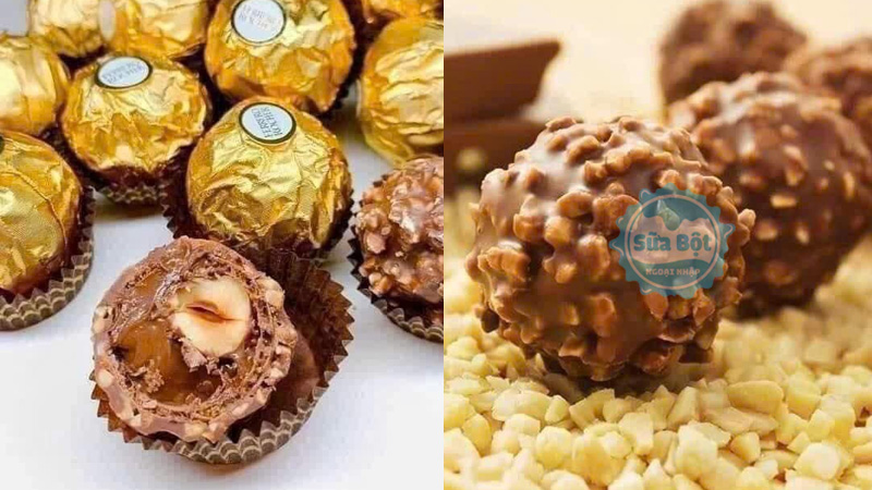 Socola Ferrero Rocher Fine Hazelnut Chocolates sau khi mở bao bì, sử dụng trực tiếp