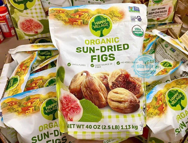 Sung sấy khô Happy Village Organic Sun-Dried Figs không thêm đường, có vị ngọt tự nhiên