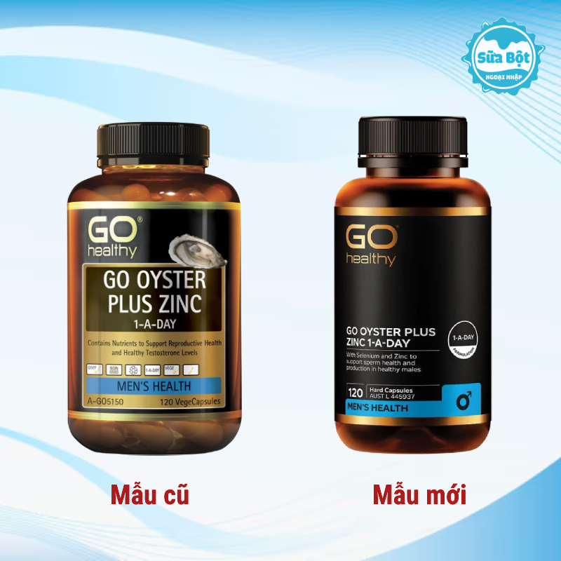 Mẫu mới và cũ của viên uống tinh chất hàu Go Healthy Go Oyster Plus Zinc của New Zealand 120 viên