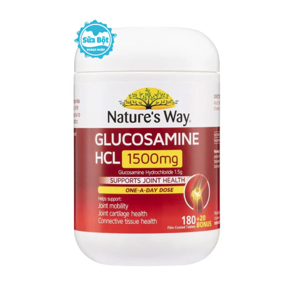 Viên uống Nature’s Way Glucosamine HCL 1500mg bổ khớp của Úc 180 viên + 20 viên